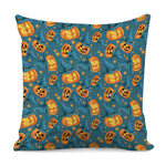 Pumpkin With Witch Hat Pattern Print Pillow Cover