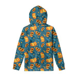 Pumpkin With Witch Hat Pattern Print Pullover Hoodie