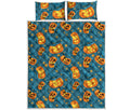 Pumpkin With Witch Hat Pattern Print Quilt Bed Set