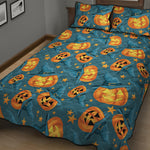 Pumpkin With Witch Hat Pattern Print Quilt Bed Set