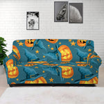 Pumpkin With Witch Hat Pattern Print Sofa Cover