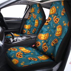 Pumpkin With Witch Hat Pattern Print Universal Fit Car Seat Covers