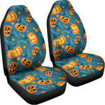 Pumpkin With Witch Hat Pattern Print Universal Fit Car Seat Covers