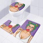 Punk Girl And Lollipop Print 3 Piece Bath Mat Set