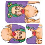 Punk Girl And Lollipop Print 3 Piece Bath Mat Set