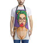 Punk Girl And Lollipop Print Apron