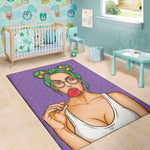 Punk Girl And Lollipop Print Area Rug