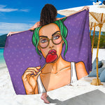 Punk Girl And Lollipop Print Beach Sarong Wrap