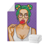 Punk Girl And Lollipop Print Blanket