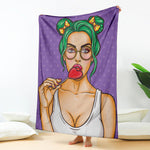 Punk Girl And Lollipop Print Blanket
