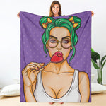 Punk Girl And Lollipop Print Blanket
