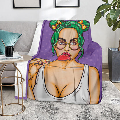 Punk Girl And Lollipop Print Blanket