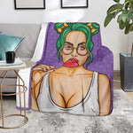 Punk Girl And Lollipop Print Blanket