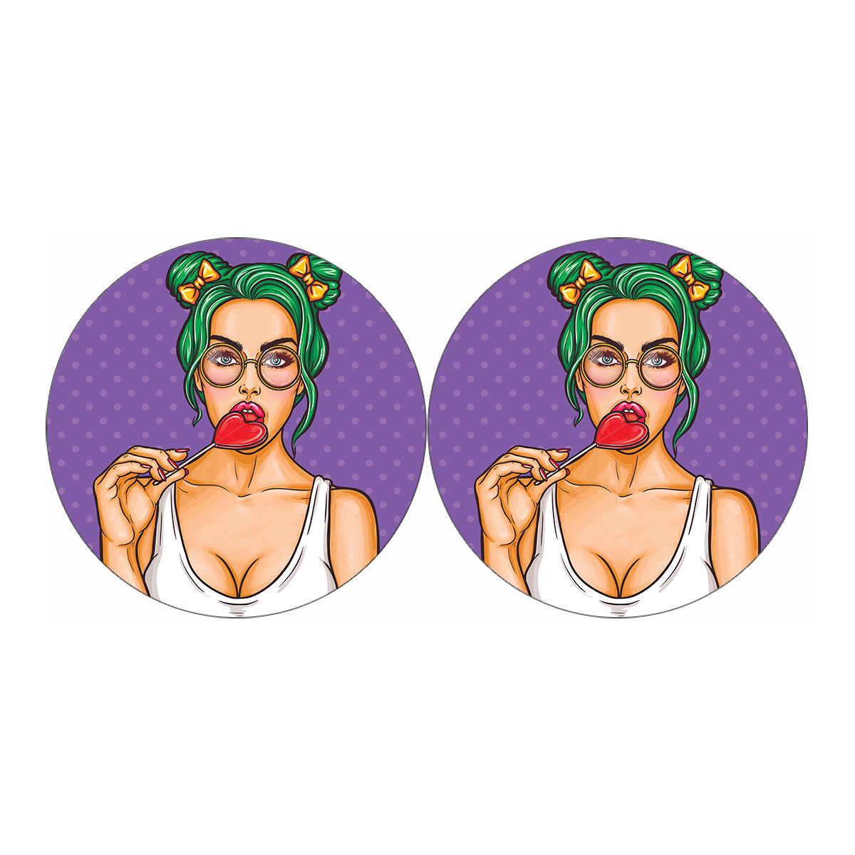 Punk Girl And Lollipop Print Car Coasters
