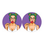 Punk Girl And Lollipop Print Car Coasters