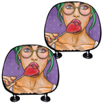 Punk Girl And Lollipop Print Car Headrest Covers