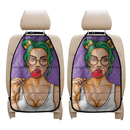 Punk Girl And Lollipop Print Car Seat Organizers