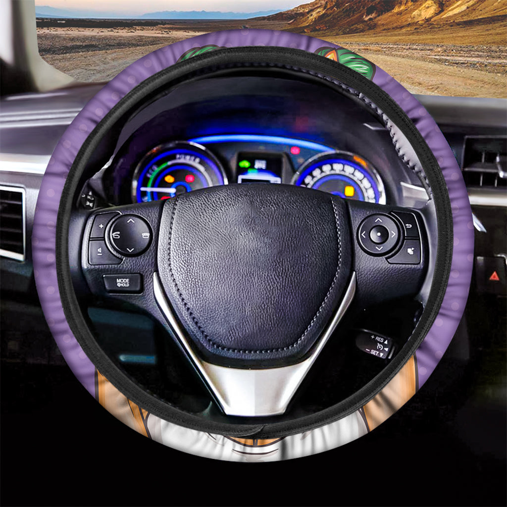 Punk Girl And Lollipop Print Car Steering Wheel Cover