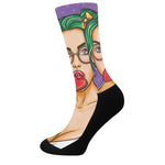 Punk Girl And Lollipop Print Crew Socks