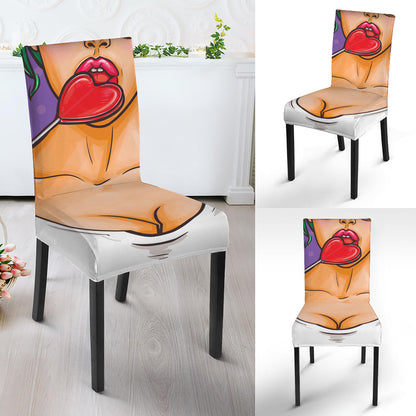 Punk Girl And Lollipop Print Dining Chair Slipcover