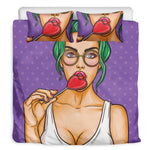 Punk Girl And Lollipop Print Duvet Cover Bedding Set