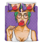 Punk Girl And Lollipop Print Duvet Cover Bedding Set