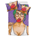 Punk Girl And Lollipop Print Duvet Cover Bedding Set