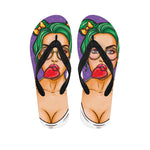 Punk Girl And Lollipop Print Flip Flops