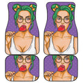 Punk Girl And Lollipop Print Front and Back Car Floor Mats