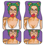Punk Girl And Lollipop Print Front and Back Car Floor Mats