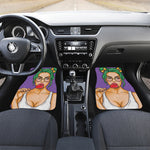 Punk Girl And Lollipop Print Front and Back Car Floor Mats