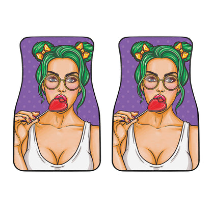 Punk Girl And Lollipop Print Front Car Floor Mats