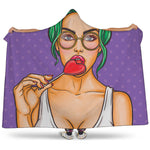 Punk Girl And Lollipop Print Hooded Blanket