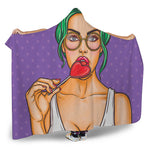 Punk Girl And Lollipop Print Hooded Blanket