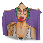 Punk Girl And Lollipop Print Hooded Blanket