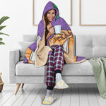 Punk Girl And Lollipop Print Hooded Blanket