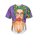 Punk Girl And Lollipop Print Men's Baseball Jersey