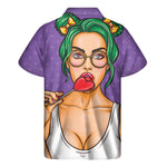 Punk Girl And Lollipop Print Men's Short Sleeve Shirt