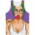 Punk Girl And Lollipop Print Men's Tank Top