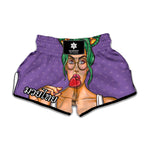 Punk Girl And Lollipop Print Muay Thai Boxing Shorts