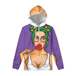 Punk Girl And Lollipop Print Pullover Hoodie