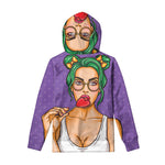 Punk Girl And Lollipop Print Pullover Hoodie