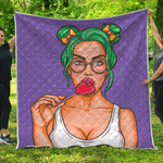 Punk Girl And Lollipop Print Quilt