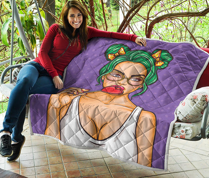 Punk Girl And Lollipop Print Quilt