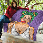 Punk Girl And Lollipop Print Quilt