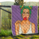 Punk Girl And Lollipop Print Quilt