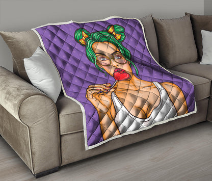 Punk Girl And Lollipop Print Quilt