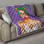 Punk Girl And Lollipop Print Quilt