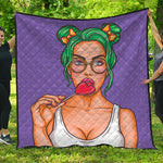 Punk Girl And Lollipop Print Quilt