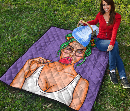 Punk Girl And Lollipop Print Quilt